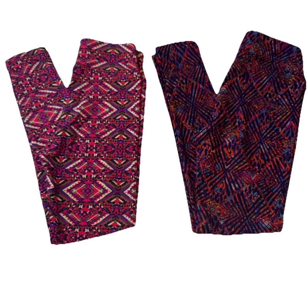 LuLaRoe One Size Leggings Bundle 2 Pairs Geometric Print NWOT OS
